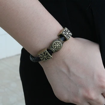 

1pcs viking men bracelet norse Vegvisir symbol Bangle Pagan Norse jewelry