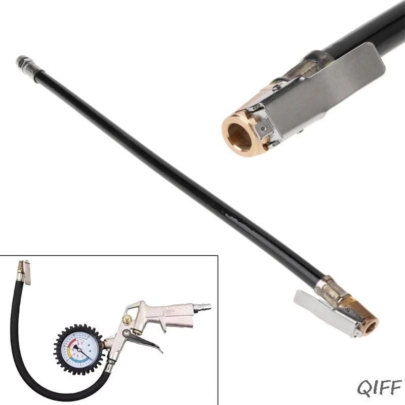 

Air Tyre Inflator Pressure Car Auto Tire Pump Hose Gauge Flexible Hose Connector Mar28