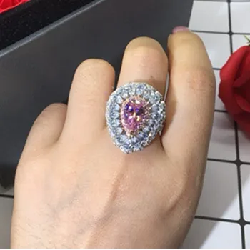 

Super Luxury Ring Pear Jewelry 18K White Gold Plated Propose Jewelry 3CT Engagement Ring Sterling Silver Drop Diamond Ring Women