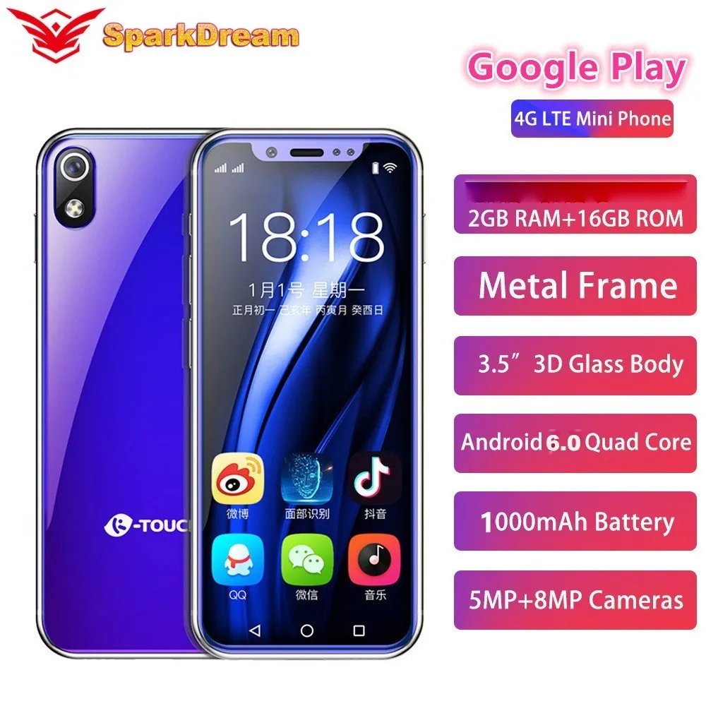 

I9 I9S Super Mini Mobile Phone 2GB 16GB 3.5" MT6739V Quad Core Android 6.0 8.0MP 4G LTE Smallest Small Android Smart Phone