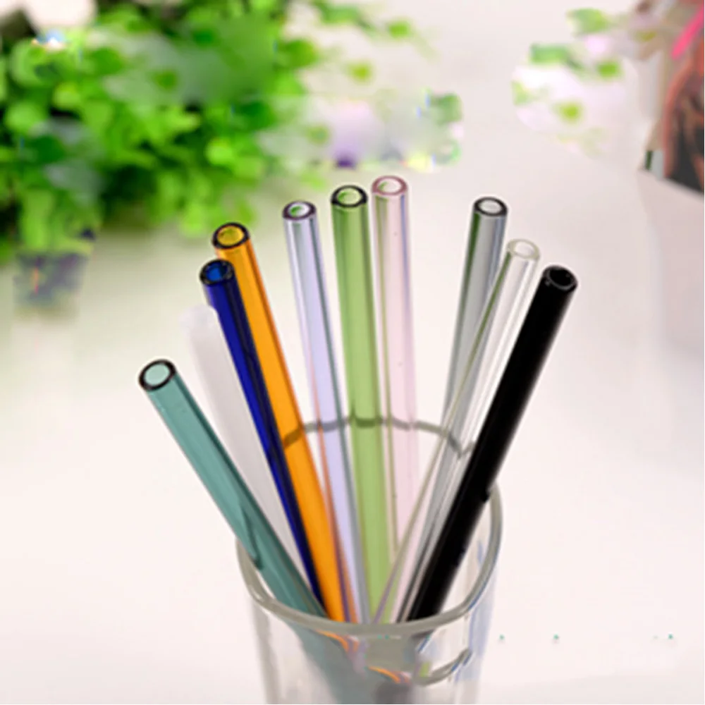 Colorful Glass Drinking Straw Diameter 8mm Pyrex Glass Drinking Straw