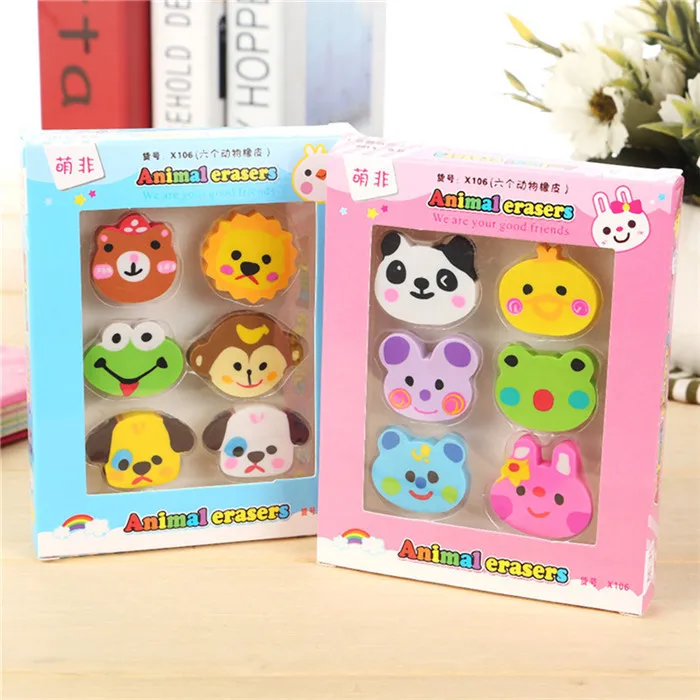

6 pcs/pack Creative Lovely Design Mini Erasers Students And Children Small Prizes Stationery Erasers