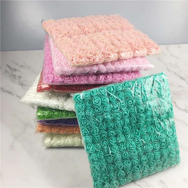 

144pcs Mini Foam Roses Artificial Flowers Home Wedding Car Decoration DIY Fake Rose Flowers for Needlework Bouquet Gift Box.J