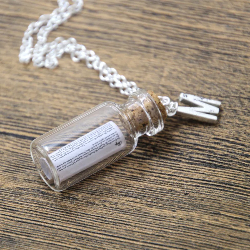 

12pcs/lot Shadowhunter Necklace Note to Clary in a glass Bottle Romantic Necklace