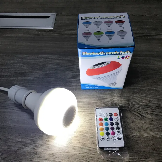 Wireless Bluetooth Speaker Bulb E27 Smart RGB RGBW Dimmable LED Music Player Audio Light Lamp with 24 Keys Remote Control