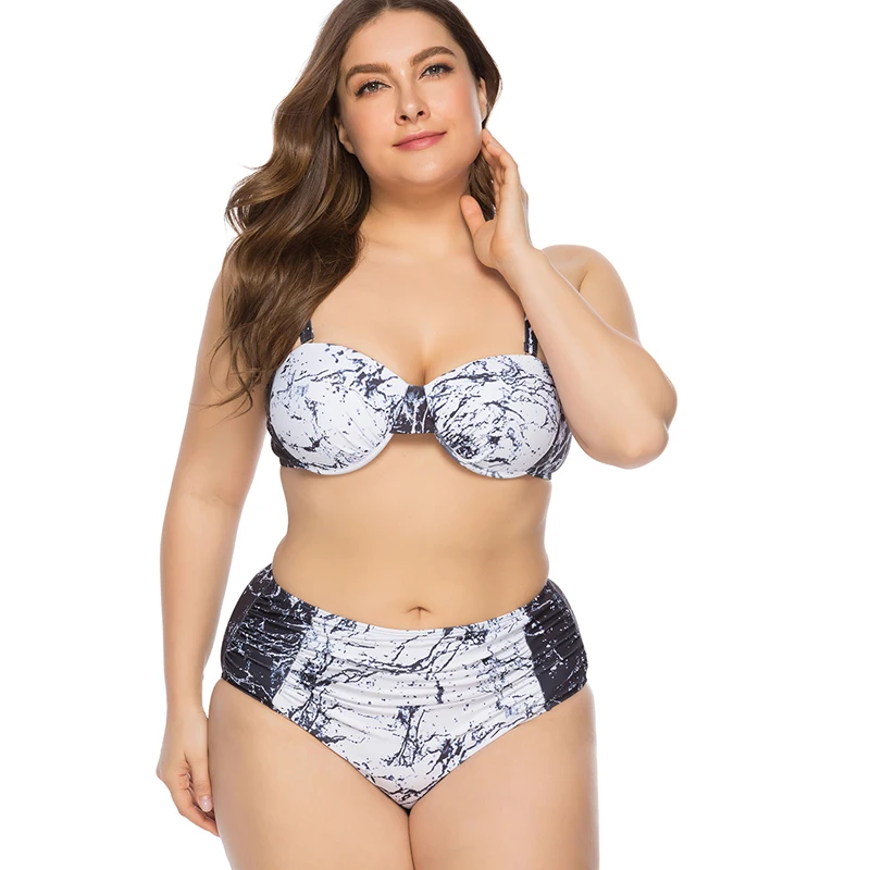 

CATTLEYA Summer Print Swimwear Big Plus Size Bikini High Waist Woman FFE