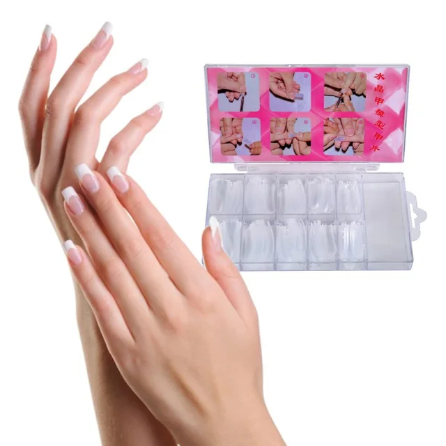 100pcs Natural Crystal Nail Mould Acrylic Uv Gel French False 100pcs Natural Crystal Nail Mould Acrylic Uv Gel French False Tips Manicure Diy Art Salon