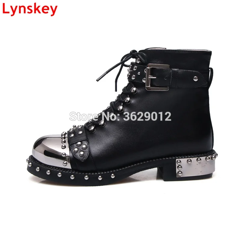 

Fashion Punk Style Lace Up Shoes Woman Boots Rivet Short Motorcycle Ankle Women Boots Mujer Zapatos