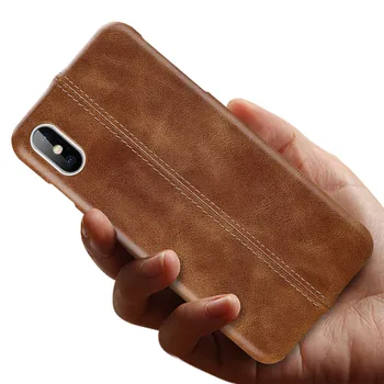 

Thread Style Genuine Leather Case for iPhone X XS XR XS Max i6 i6s i7 i8 Plus Real Leather Back Cover Case