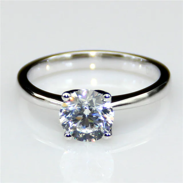 Lasamero 1 Ct Moissanites Color Ef Gemstone 9k White Gold Flower Lasamero 1 Ct Moissanites Color Ef Gemstone 9k White Gold Flower Solitaire Ring Wedding Rings Engagement
