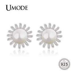 UMODE 2019 новые серьги-гвоздики из стерлингового серебра 925 пробы, серьги-гвоздики из пресноводного жемчуга для женщин, ювелирные изделия из