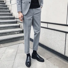 Мужские брюки летние новые тонкие однотонные брюки свободные повседневные нежные Модные индивидуальные молодых мужчин Одежда