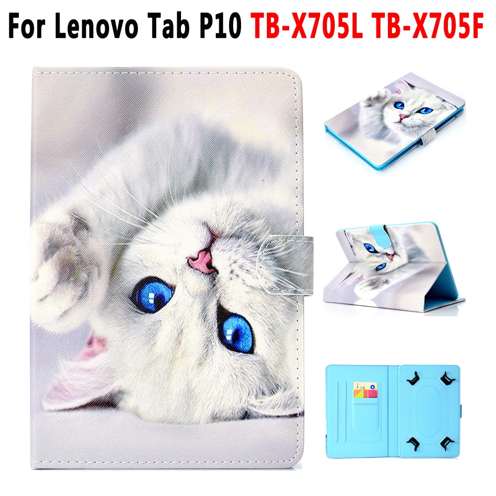 

Case for Lenovo Tab P10 10.1 TB-X705L TB-X705F Cover Funda Tablet Cartoon Cat Soft Shockproof Stand Leather Shell Capa +Gift Pen