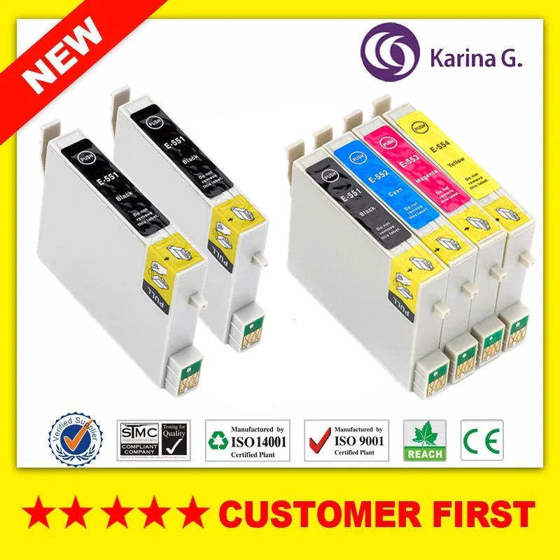 6PCS Compatible ink cartridge for T0551 T0552 T0553 T0554 suit For Epson Stylus Photo RX420 
