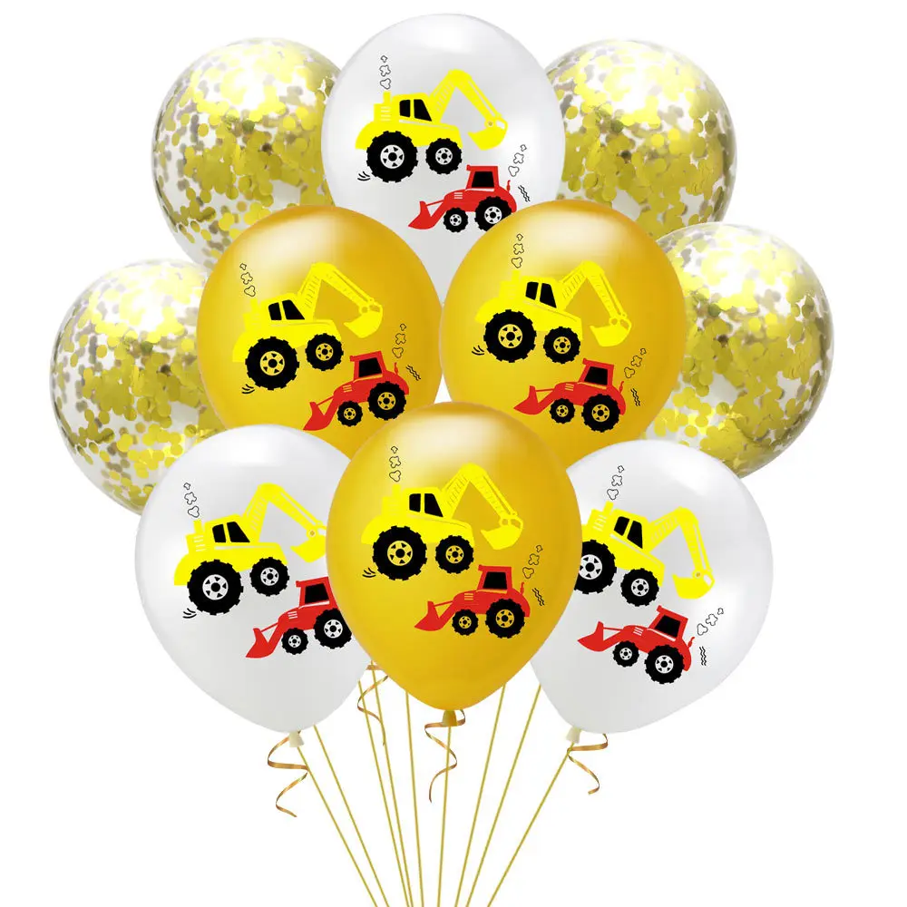 Строительный автомобиль Тема воздушный шар "Конфетти" экскаватор-погрузчик латексные шары для дня рождения украшения детей