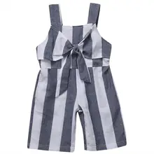 Летние Хо для малышей Детская одежда для девочек модные общая полосатый комбинезон прямой свободный комбинезон ремень одежда наряды