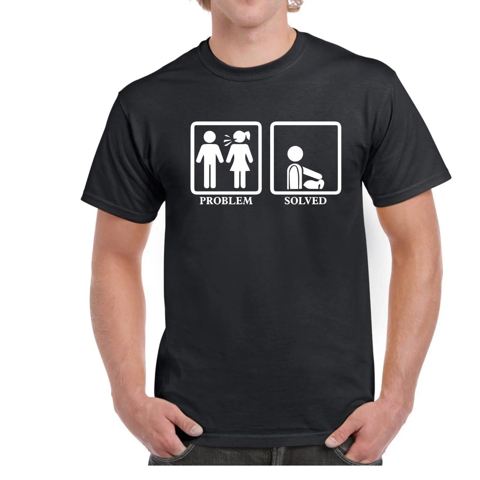 

Problem Solved Men's Tee Shirt Funny Fishinger Gift 100% Cotton T-shirt O-Neck Fashion Casual High Quality Print T Shirt