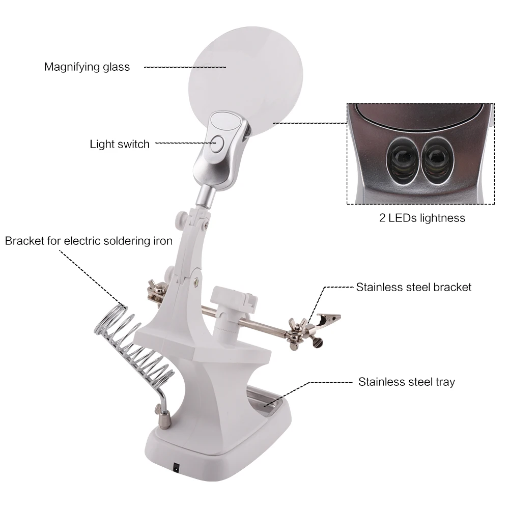 Многофункциональный сварочный светодиодный Лупа 3X/4.5X увеличительное стекло крокодил зажим держатель зажим помощь ручной инструмент для ремонта