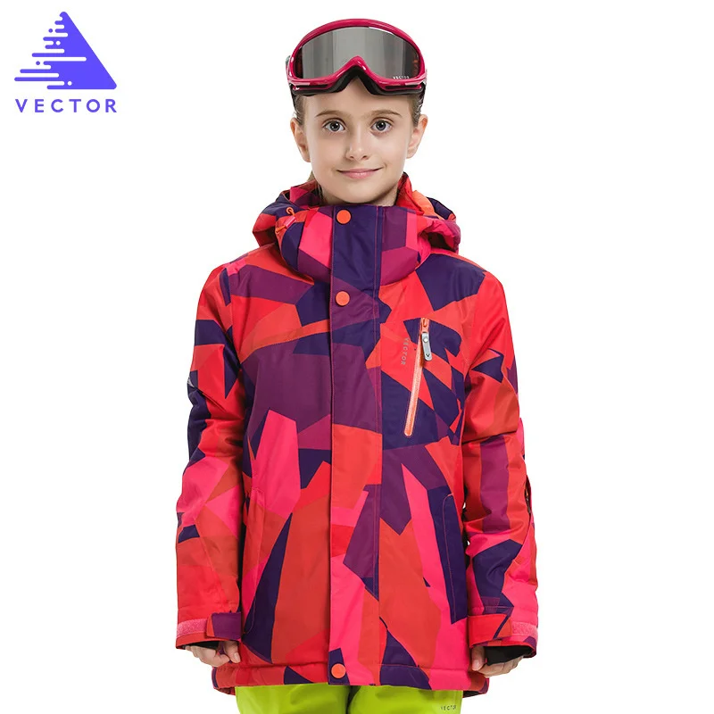 Девушки зимние Лыжный спорт куртка для температуры-30 детские зимние пальто Зимние Костюмы Лыжный Спорт Сноубординг Костюмы Водонепроницаемый Термальность зимняя куртка