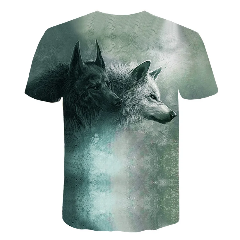 Ummer новая стильная футболка с круглым вырезом и коротким рукавом,, модные мужские повседневные топы, модная мужская футболка с 3D принтом волка