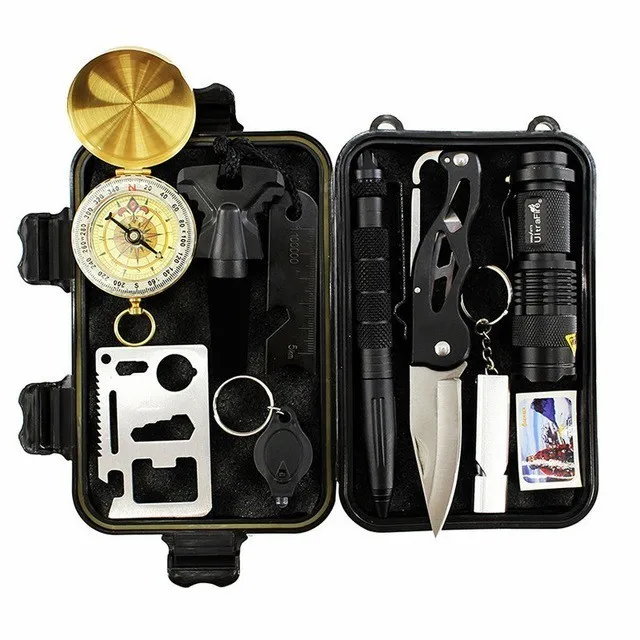 

10 In 1 Professional First Aid Kit Outdoor Camping Survival Tools Whistle Flashlight Tactical Pen Emergency Survival Gear