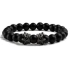 Men Black Lava Bracelet Natural Stone Beads Handmade Bracelets Bangles Women Golden Black Double Crown Bracelet Couple Jewelry ► Photo 1/6