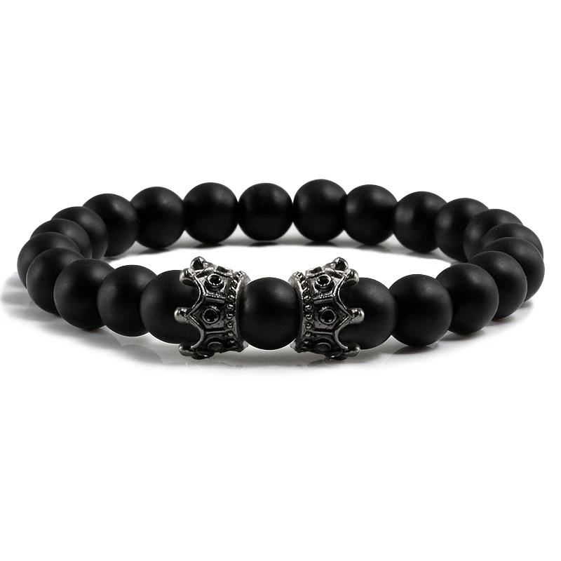 VBTY Beaded Stretch Bracelet Stone Beads,Men Black Lava Bracelet Natural Stone Beads Handmade Bracelets Bangles Women Golden Black Double Crown Bracelet Couple Jewelry VBTY Beaded Stretch Bracelet Stone Beads,Men Black Lava Bracelet Natural Stone Beads Handmade Bracelets Bangles Women Golden Black Double Crown Bracelet Couple Jewelry