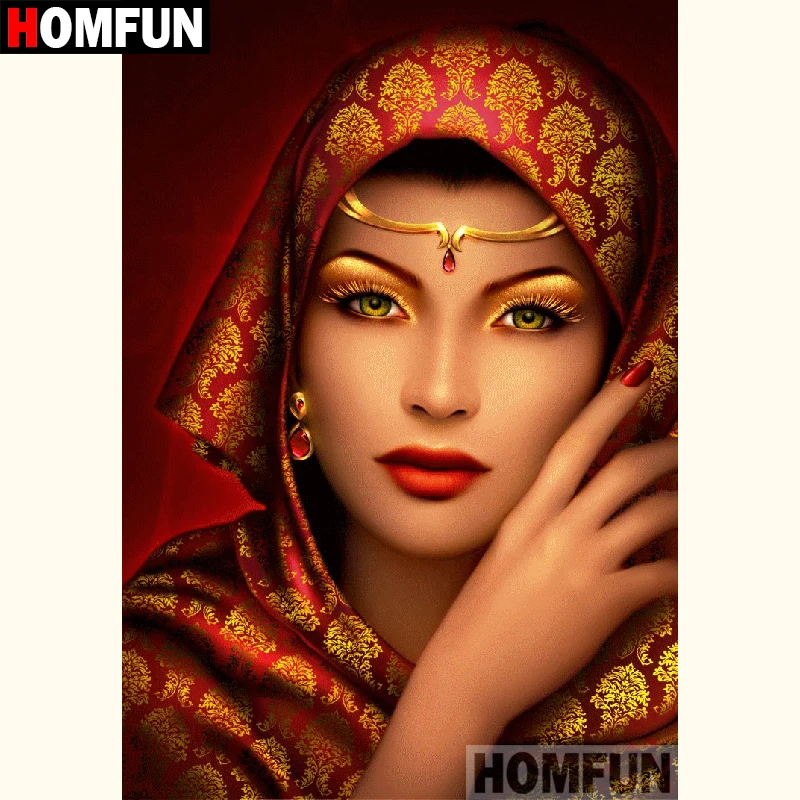 

HOMFUN 5D DIY Diamond Painting Full Square/Round Drill "Indian woman" Embroidery Cross Stitch gift Home Decor Gift A08989