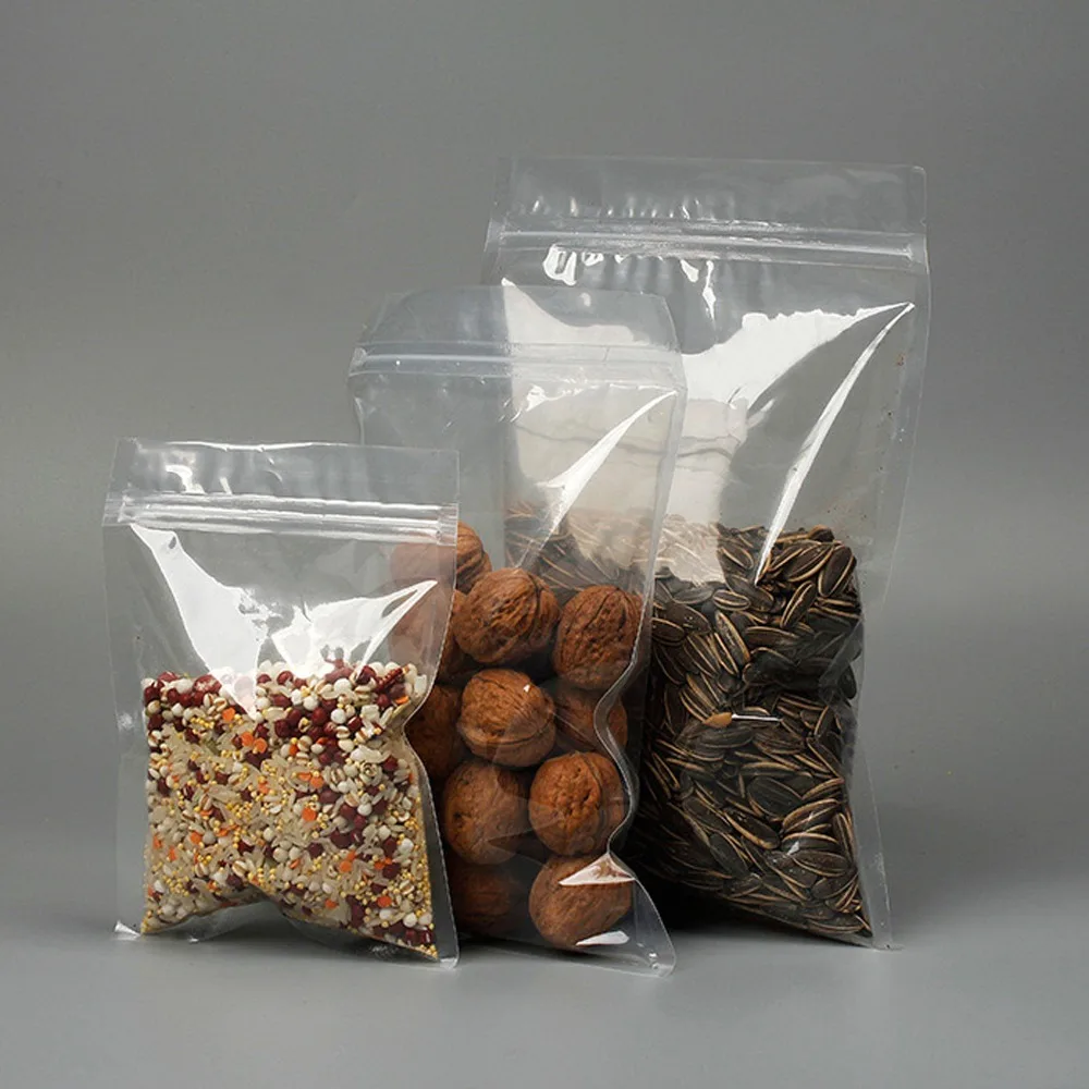 

100 pcs Small Size Full Transparent Zip lock Bags Food Storage Transparent Clear PE Zip Lock Bags Width From 9 cm to 14 cm