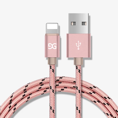 GUSGU USB кабель для iPhone X, 8, 7, 6, 6S Plus, 5, 5C, 5S, SE, быстрое зарядное устройство, светодиодный usb-кабель для синхронизации данных и быстрой зарядки для iPhone - Цвет: Rose Golden