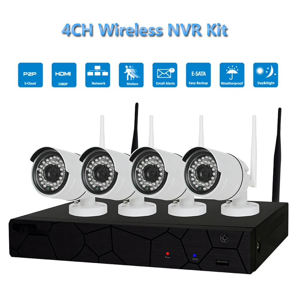 PUAroom 4CH IP Full HD IP66 водонепроницаемая система камеры безопасности с RoHS FCC CE