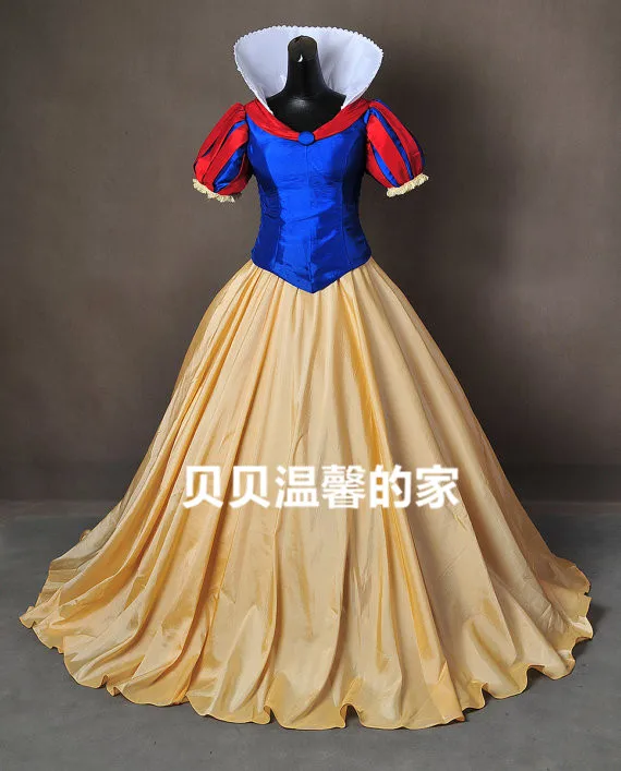 

Snow White Costume Adult Dexlue A-Line Ball Gown Dress Snow White Cosplay With Free Petticoat
