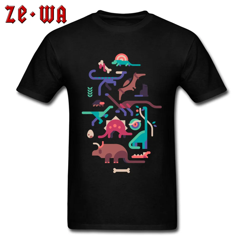 Coupons Dinos and a cat Normal Short Sleeve Top T-shirts Father Day Crew Neck 100% Cotton Tops Tees for Boys Tees Printing Dinos and a cat black