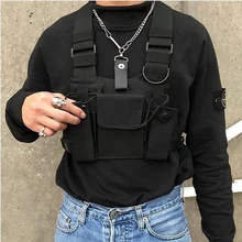 Черный хип-хоп Уличная Военная нагрудная сумка для мужчин функциональные поясные сумки регулируемые карманы жилет Модные нагрудные сумки