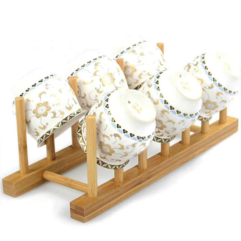 Hot Bamboo Kitchen Organizer Storage Shelf Dishes Utensils Draining