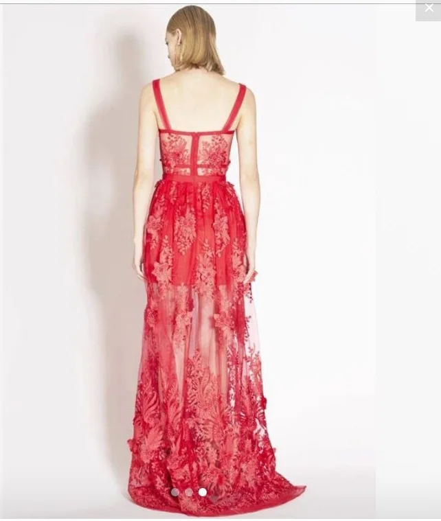 Роскошное красное вышитое платье с повязкой длинное платье сексуальное перспективное элегантное вечернее платье на бретельках Вечерние платья для женщин