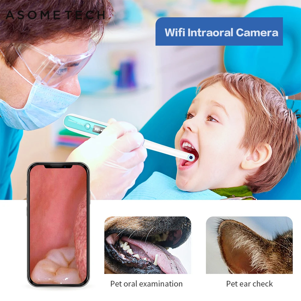 Beste Draadloze Wifi Orale Tandheelkundige Endoscoop 8 verstelbare led verlichting Intraoral Camera HD Video Voor ios android Tanden Inspectie endoscoop