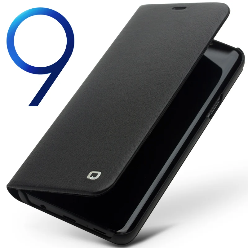 

QIALINO Genuine Leather Flip Case for Samsung Galaxy S9 Fashion Luxury Ultrathin Stents Phone Cover for Samsung S9+