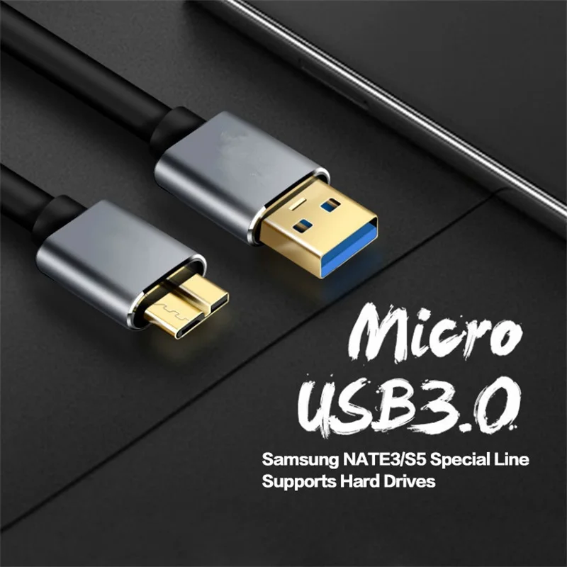 

USB 3.0 Type A to Micro B Cable High Speed Data Sync Cable Cord for Portable External Hard Drive Disk Samsung Galaxy Note3 S5