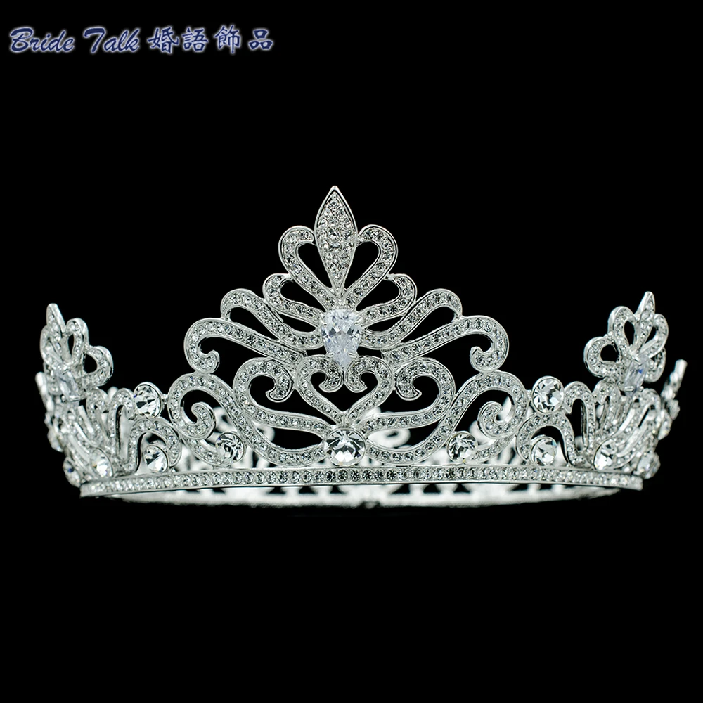 

luxury Princess Crown Bridal Wedding Tiara Women Hair Jewelry Clear Crystals Rhinestone SHA8745
