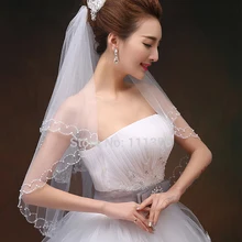 2 слоя Бисероплетение слоновая кость белое свадебное платье вуаль свадебные аксессуары вуали