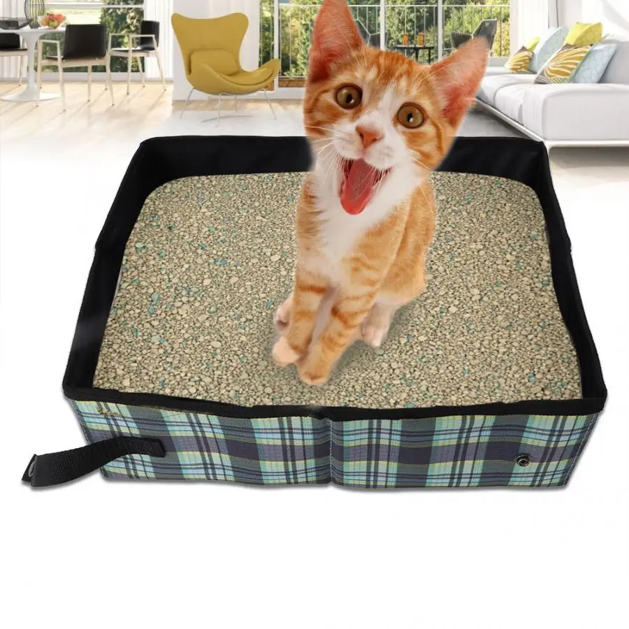 Кошачий ящик для мусора портативный складной ПЭТ кошка подстилка туалет для домашних животных коробка для наружного путешествия кошачий ящик для мусора