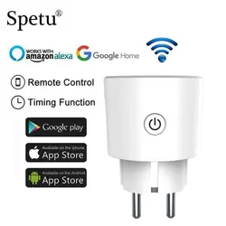 Spetu мини Smart Plug Wi Fi дистанционное управление Поддержка Amazon Alexa Google дома, IFTTT синхронизации ВКЛ/ВЫКЛ мощность Функция синхронизации ЕС 16A