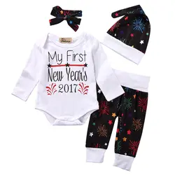 Хи-хи детской одежды для новорожденных для мальчиков и девочек с надписью и принтом комплект: комбинезон с длинными рукавами + штаны +
