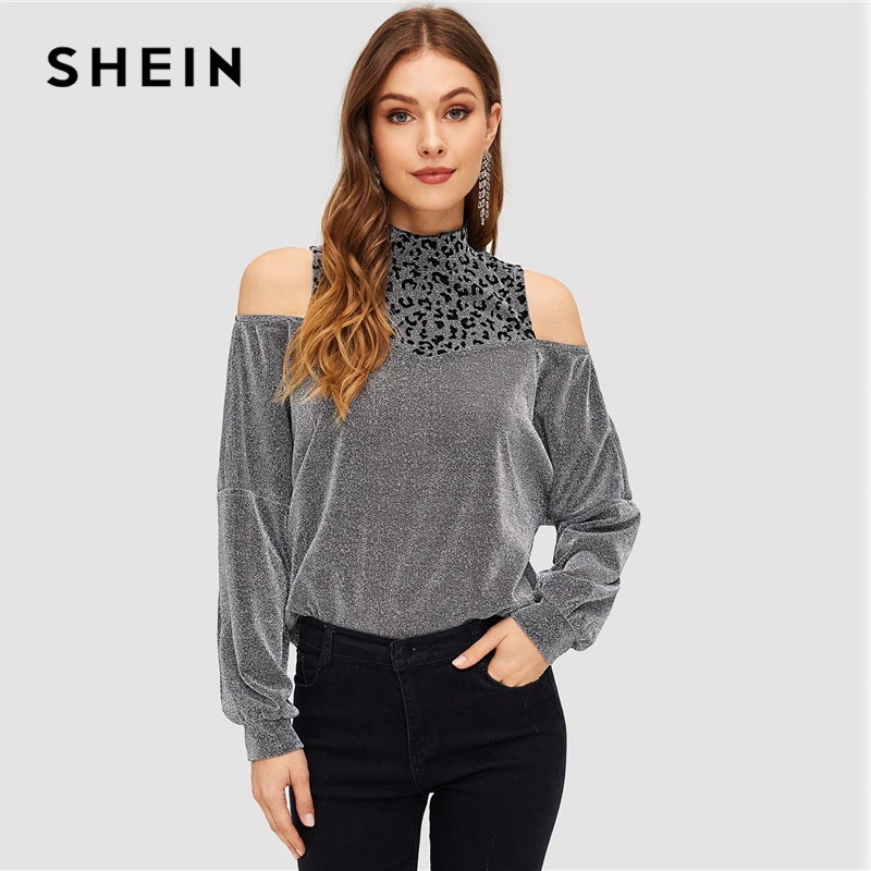 SHEIN Оригинальный Джемпер С Разрезами Леопардовым Принтом И Открытыми