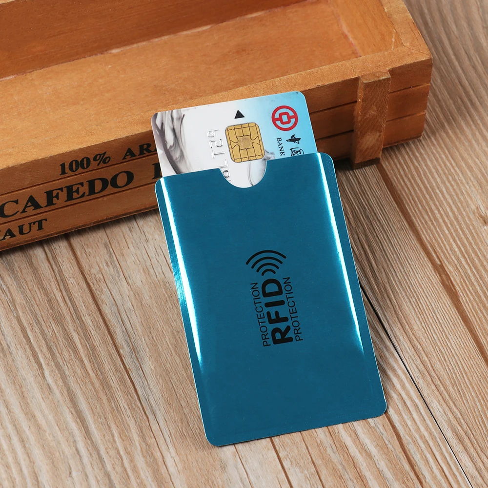 10 шт. Анти RFID красочный блокирующий считыватель замок держатель для карт ID Чехол для кредитных карт Защита металлическая алюминиевая фольга аксессуары для карт