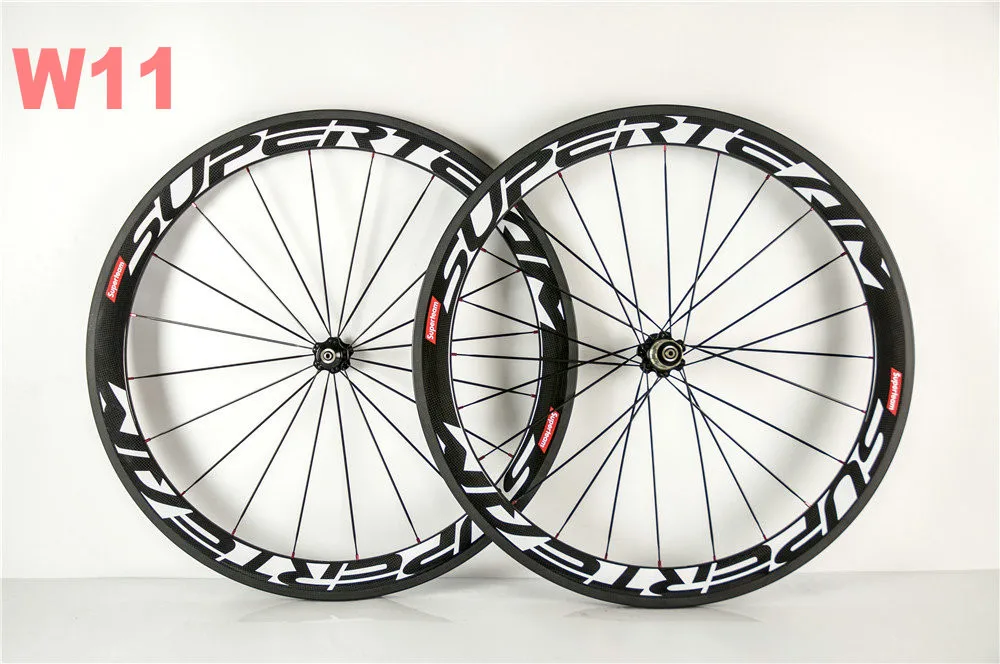 Excellent New arrival R36 hub Super Team 50mm Red White full carbon fiber road bike wheelset matte finish 3k 700C wheels 15