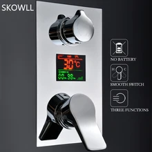 SKOWLL LCD Digital Display Shower Faucet Set 3 Function Faucet Valve Mixer Bathroom Mixer Shower Set Powerful torneira chuveiro frap digital bathroom shower mixer with display bath shower faucet system set wall mount mixer digital display shower panel