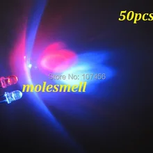 50 шт, 3 мм Dual Bi Цвет Полар-флиса изменение красный/синий светодиод светодиоды 2-контактный Светодиодная лампа