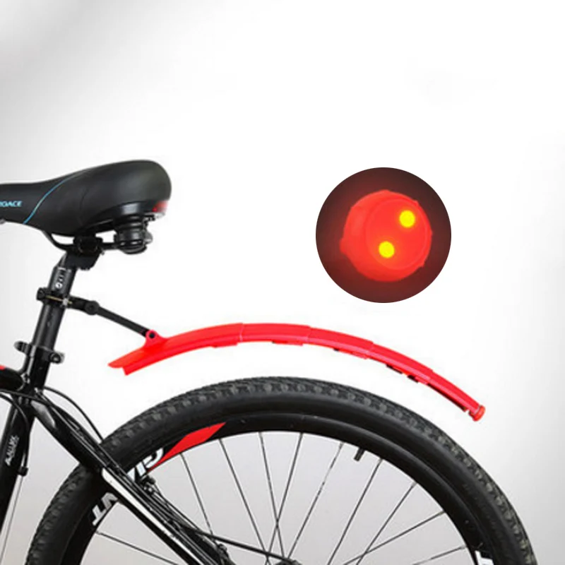 Телескопические Складные велосипедные Крылья MTB передние задние брызговики быстросъемные велосипедные Крылья щитка с задним фонарем Аксессуары для велосипеда - Цвет: Red